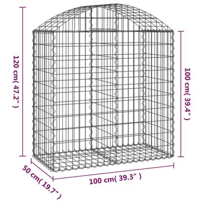 vidaXL Gabionkurv buet 100x50x100/120 cm galvanisert jern