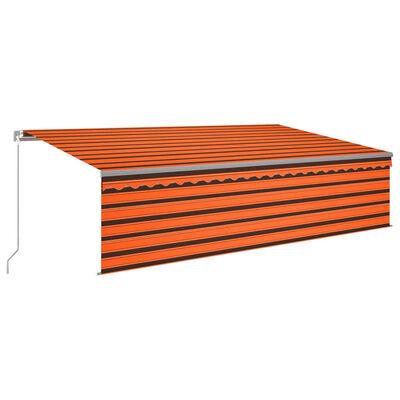 vidaXL Manuell uttrekkbar markise rullegardin & LED 5x3m oransje brun