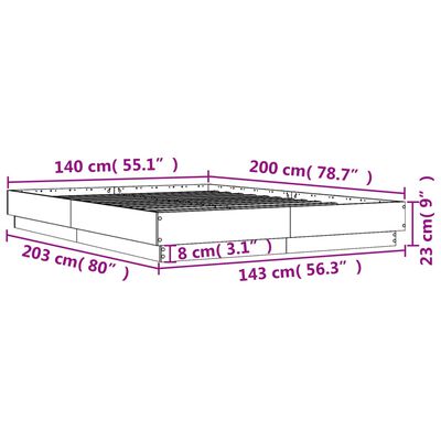 vidaXL Sengeramme sonoma eik 140x200 cm konstruert tre