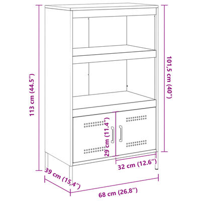 vidaXL Highboard hvit 68x39x113 cm stål