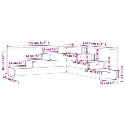 vidaXL Hageplantekasse 4 etasjer 106x104,5x36 cm hvit heltre furu