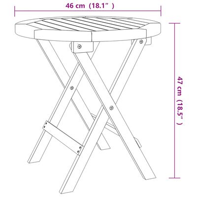 vidaXL Sammenleggbart hagebord hvit Ø 46 cm heltre akasie