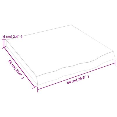 vidaXL Bordplate 60x60x(2-6) cm ubehandlet heltre eik