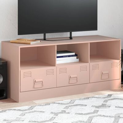 vidaXL TV-benk rosa 99x39x44 cm stål