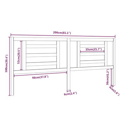 vidaXL Sengegavl honningbrun 206x4x100 cm heltre furu