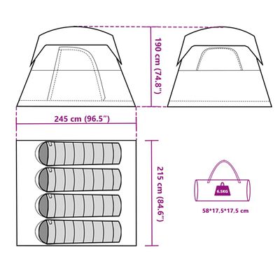 vidaXL Campingtelt 4 personer oransje vanntett