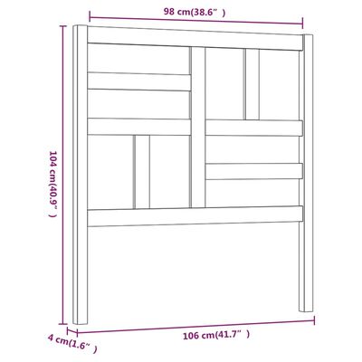 vidaXL Sengegavl 106x4x104 cm heltre furu