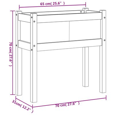 vidaXL Hageplantekasse med ben 70x31x70 cm impregnert furu