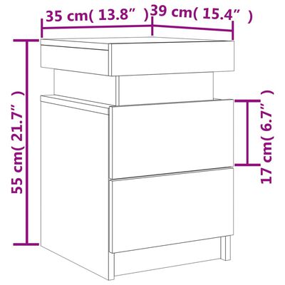 vidaXL Nattbord med LED 2 stk hvit 35x39x55 cm