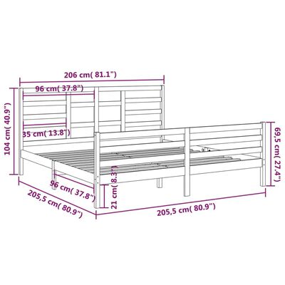 vidaXL Sengeramme heltre 200x200 cm