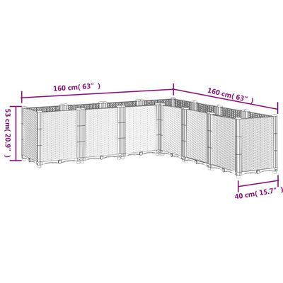 vidaXL Plantekasse hvit 160x160x53 cm PP