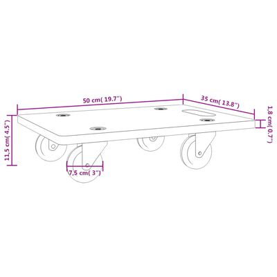 vidaXL Transporttraller 2 stk rektangulær 50x35x11,5 cm 250 kg