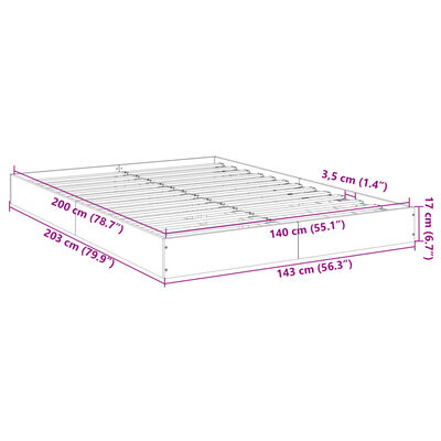 vidaXL Sengeramme uten madrass røkt eik 140x200 cm konstruert tre