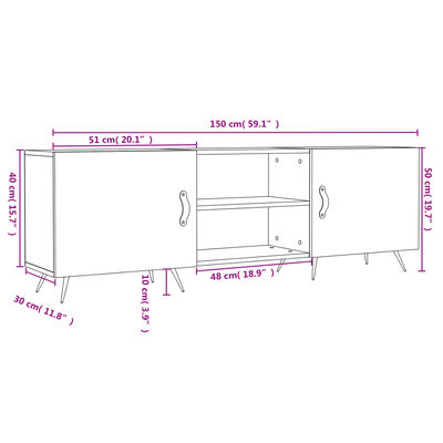 vidaXL TV-benk betonggrå 150x30x50 cm konstruert tre