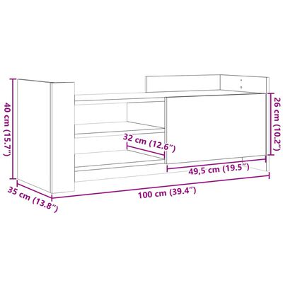 vidaXL TV-benk betonggrå 100x35x40 cm konstruert tre