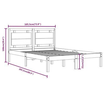 vidaXL Sengeramme heltre 180x200 cm 6FT Super King