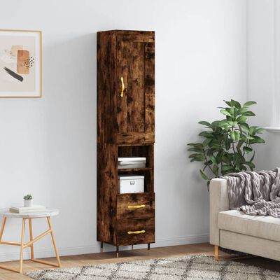 vidaXL Highboard røkt eik 34,5x34x180 cm konstruert tre