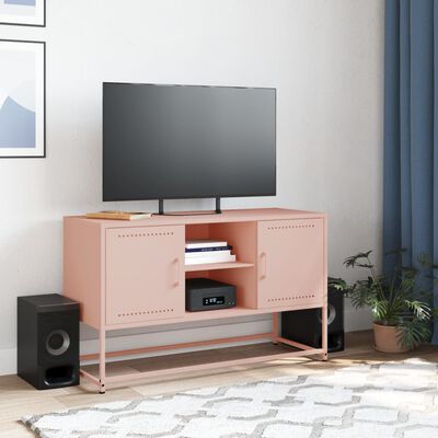 vidaXL TV-benk rosa 100,5x39x60,5 cm stål