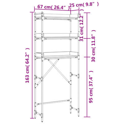 vidaXL Vaskemaskinhylle brun eik 67x25x163 cm sponplate