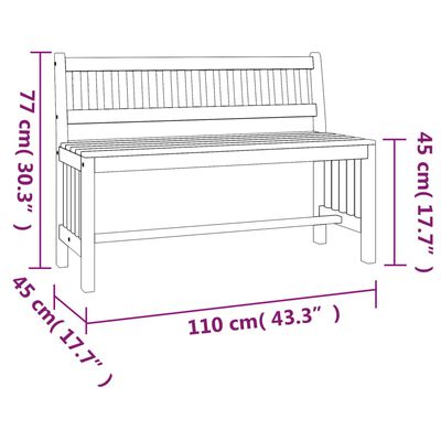 vidaXL Hagebenk 110 cm heltre eukalyptus