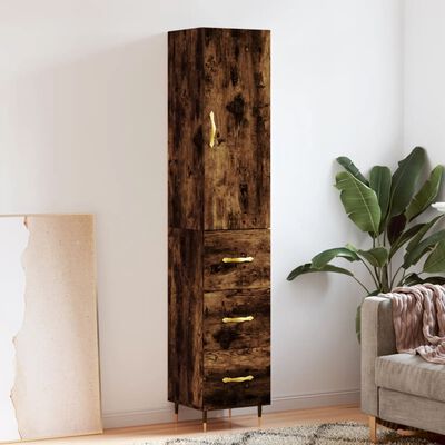 vidaXL Highboard røkt eik 34,5x34x180 cm konstruert tre