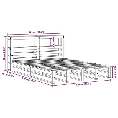 vidaXL Sengeramme uten madrass hvit 120x190 cm heltre furu