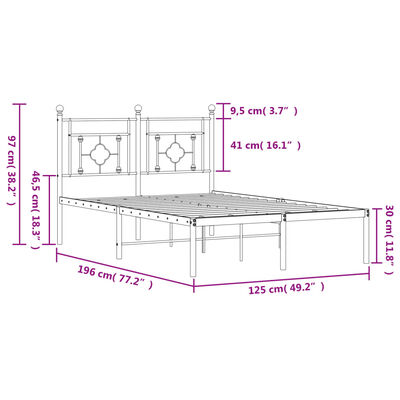 vidaXL Sengeramme i metall med hodegavl svart 120x190 cm