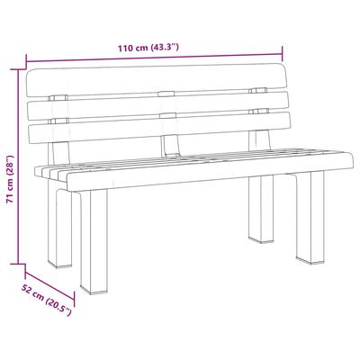 vidaXL Hagebenk antrasitt 110x52x71 cm polypropylen