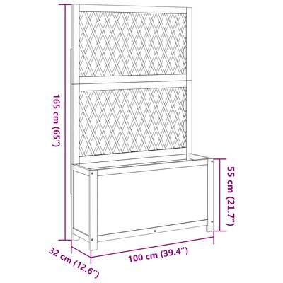 vidaXL Plantekasse med espalier 100x32x165 cm heltre akasie