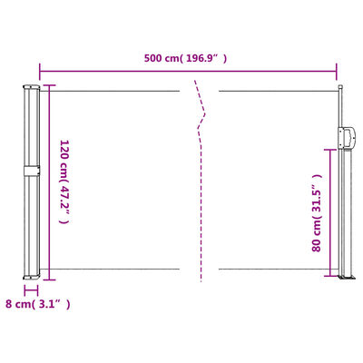 vidaXL Uttrekkbar sidemarkise terrakotta 120x500 cm