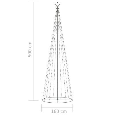 vidaXL Juletre kjegle 752 fargerike lysdioder 160x500 cm