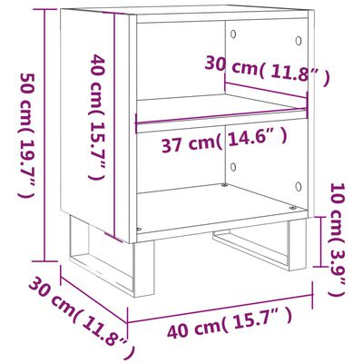 vidaXL Nattbord 2 stk svart 40x30x50 cm konstruert tre