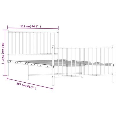 vidaXL Sengeramme i metall med hode- og fotgavl svart 107x203 cm