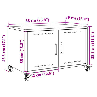 vidaXL TV-benk sennepsgul 68x39x43,5 cm stål