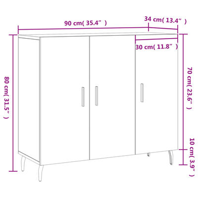 vidaXL Skjenk grå sonoma 90x34x80 cm konstruert tre