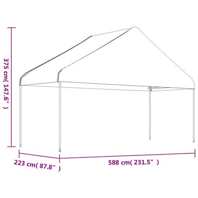 vidaXL Paviljong med tak hvit 13,38x5,88x3,75 m polyetylen