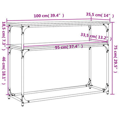 vidaXL Konsollbord brun eik 100x35,5x75 cm konstruert tre