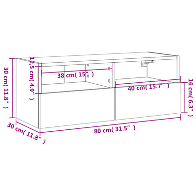 vidaXL Vegghengt TV-benk svart 80x30x30 cm konstruert tre