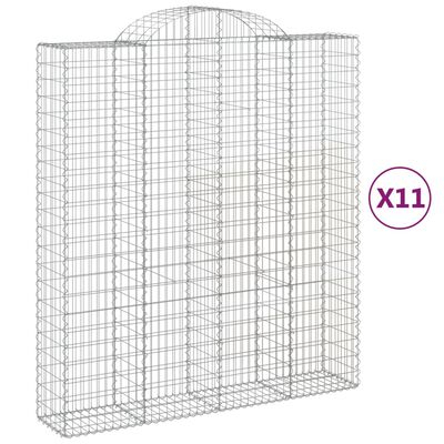 vidaXL Gabionkurver buede 11 stk 200x50x220/240 cm galvanisert jern