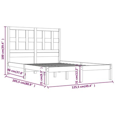 vidaXL Sengeramme hvit heltre furu 120x200 cm