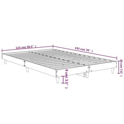 vidaXL Sengeramme uten madrass brun eik 120x190 cm konstruert tre