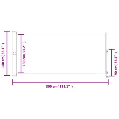 vidaXL Uttrekkbar sidemarkise 140x300 cm blå