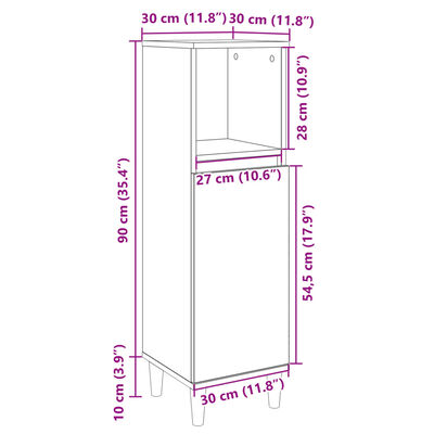 vidaXL Baderomsskap sonoma eik 30x30x100 cm konstruert tre