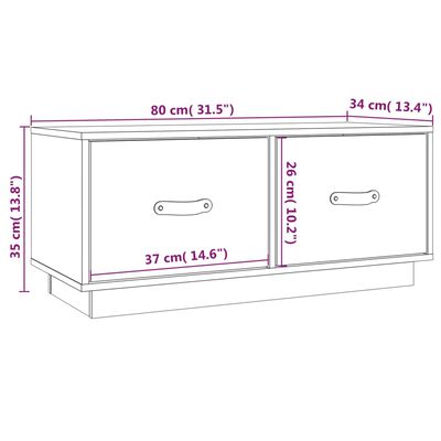 vidaXL TV-benk hvit 80x34x35 cm heltre furu