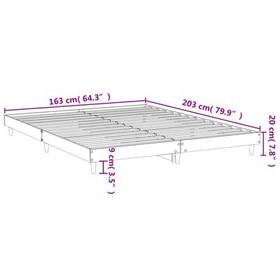 vidaXL Sengeramme grå sonoma 160x200 cm konstruert tre