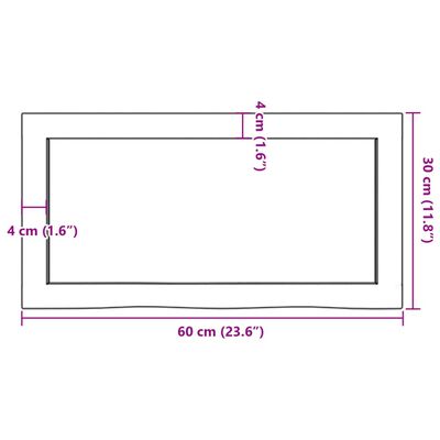 vidaXL Benkeplate til bad 60x30x6 cm ubehandlet heltre