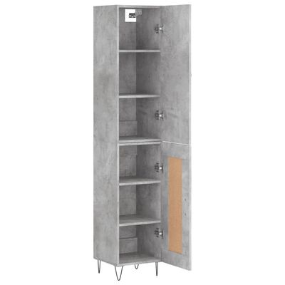 vidaXL Highboard betonggrå 34,5x34x180 cm konstruert tre