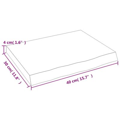 vidaXL Benkeplate til bad mørkebrun 40x30x(2-4) cm behandlet heltre