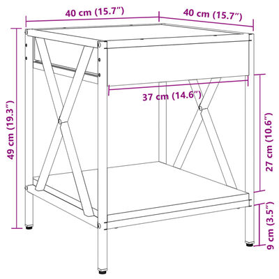 vidaXL Salongbord med Infinity LED brun eik 40x40x49 cm