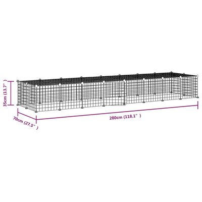 vidaXL Dyrebur 36 paneler med dør svart 35x35 cm stål